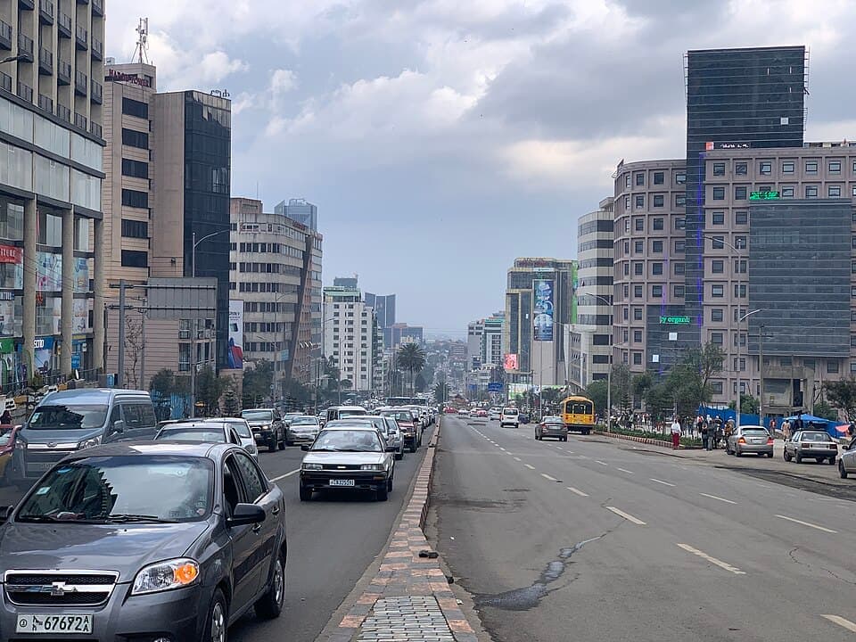 Churchill Avenue in Addis Ababa, looking south towards the old railway station