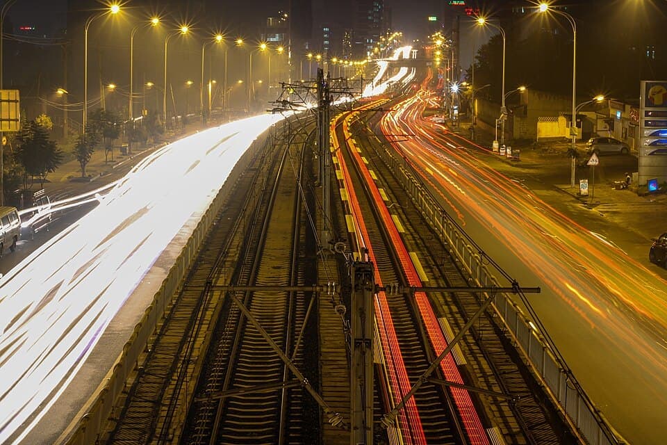 Addis Ababa Railway Megenagna Area night view in 2019